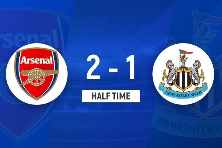 半场-阿森纳2-1纽卡 伊兰加闪击梅里诺破门枪手两分钟2球反超